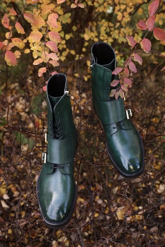 Темно-зеленые ботинки Дабл Монк
